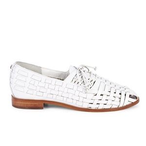 Gently Worn - ‘Rishel’ Basketweave Flats - White